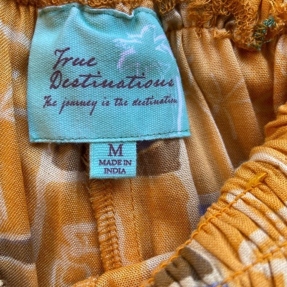 True Destinations Resort Wear Wide Leg Pants Beach Tropical Coverup Yellow M - Picture 5 of 12